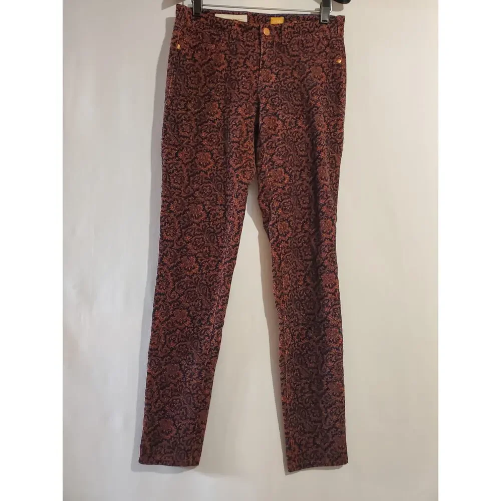 Pilcro and the Letterpress Serif Paisley Corduroy Hippie Pants Women's Size 26 - Picture 2 of 12